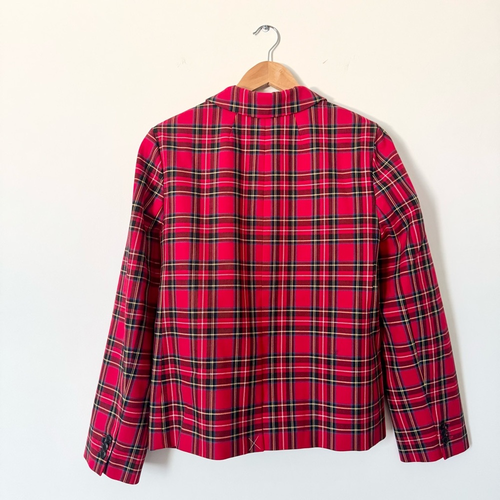 NWT J.Crew Red Tartan Plaid Blazer Jacket Structured Stretch Size 12 - Picture 8 of 11